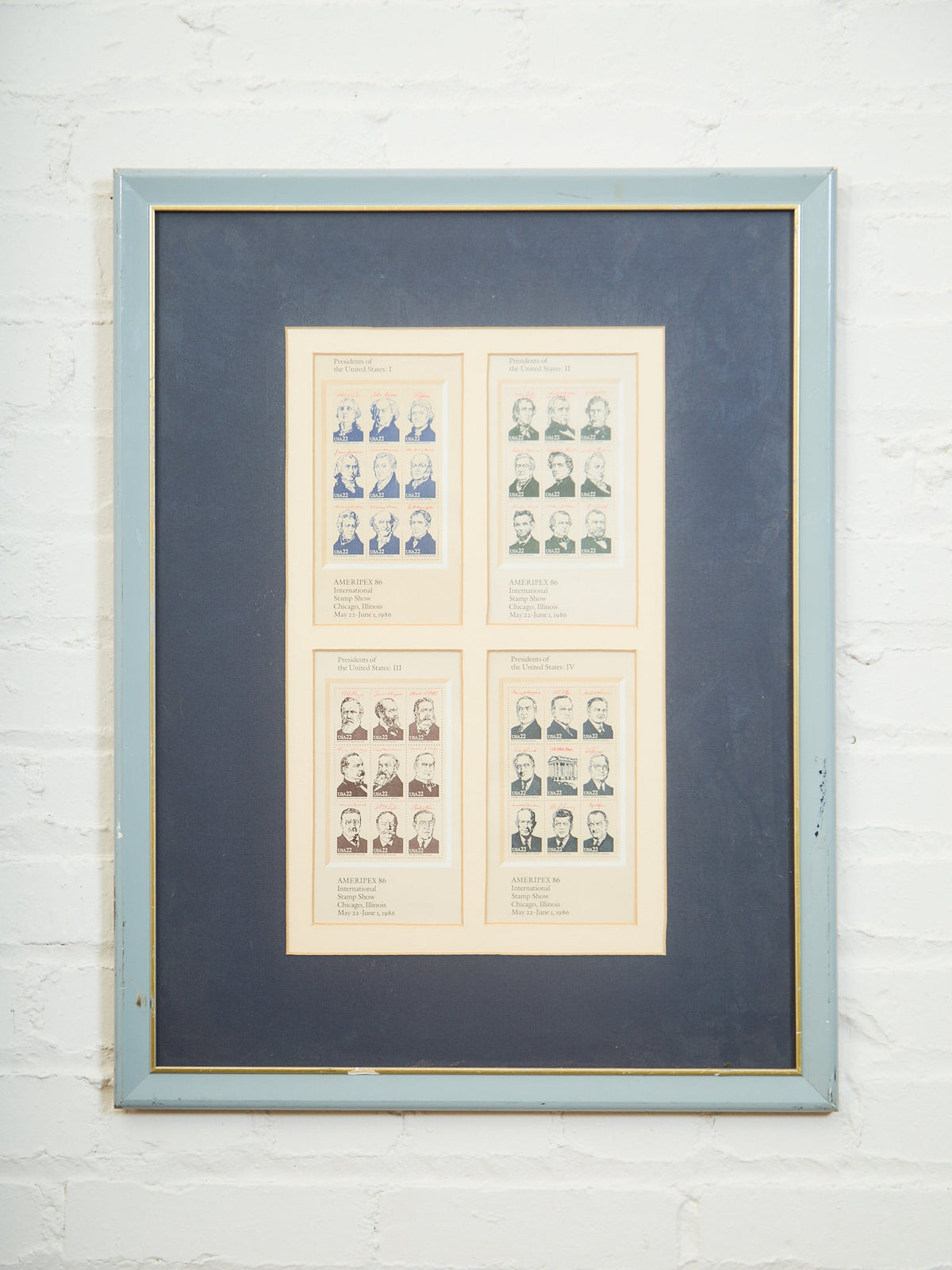 1986 Ameripex '86 United States postage stamps, Scott #2216-19 Framed