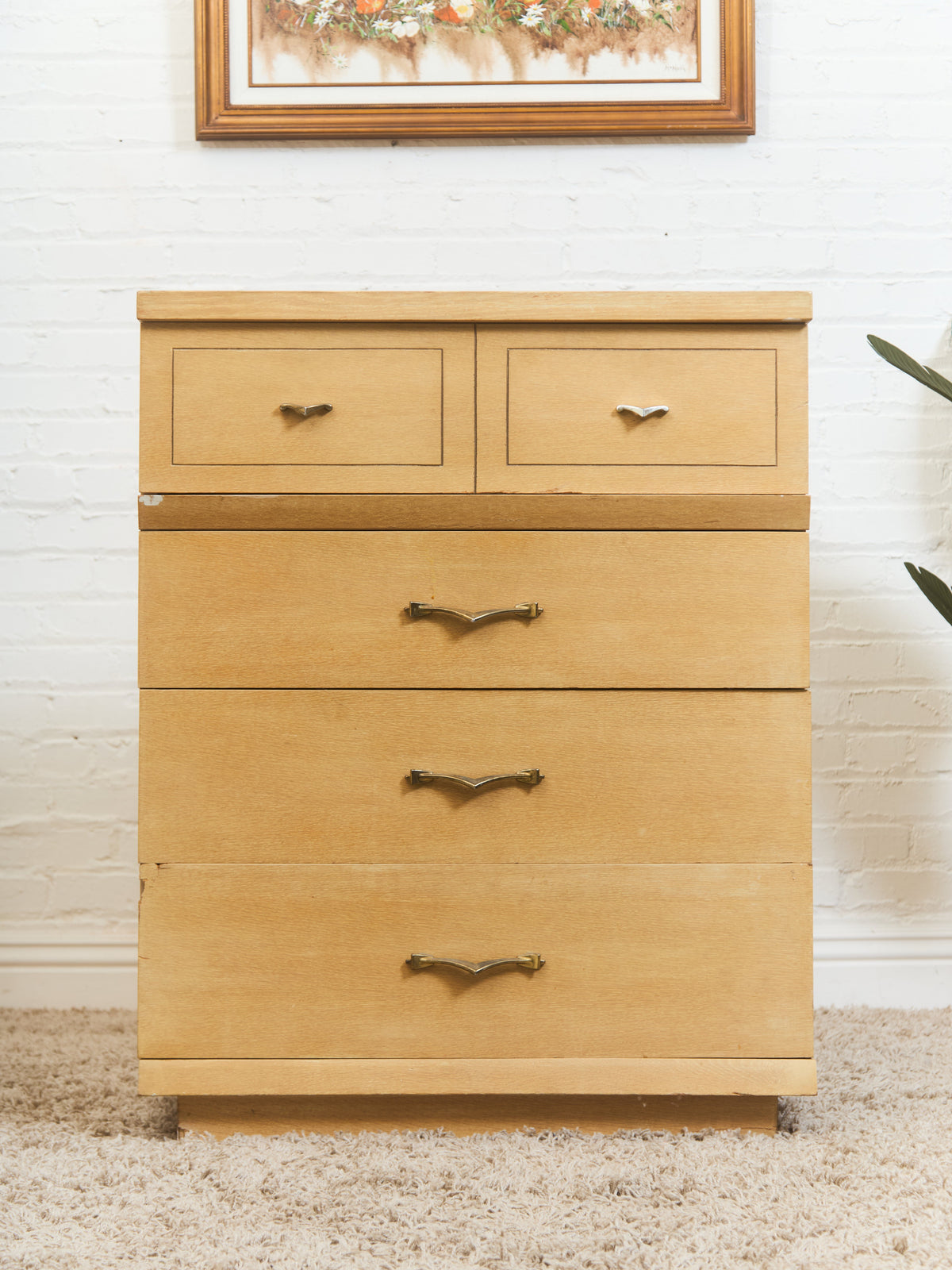 Blonde Vintage Highboy Dresser