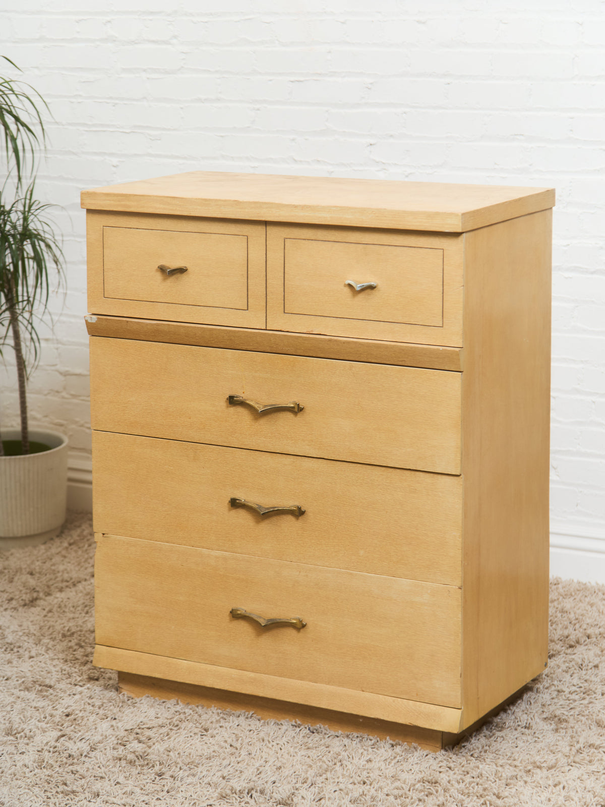 Blonde Vintage Highboy Dresser