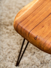 Mid-Century Modern Solid Wood Stool with Hairpin Legs