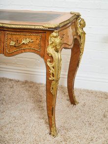 19th Century Antique Louis XV Style Bureau Plat Writing Table Bronze