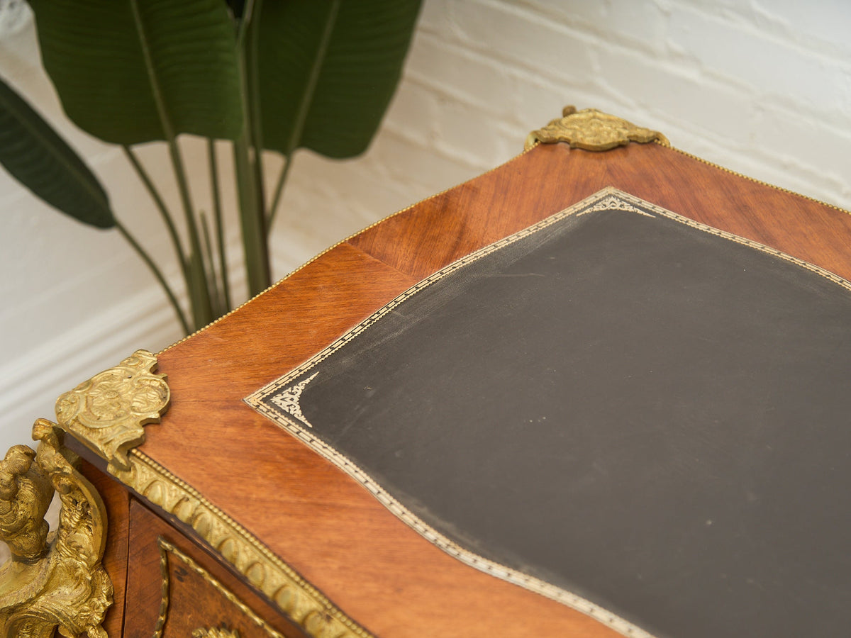 19th Century Antique Louis XV Style Bureau Plat Writing Table Bronze
