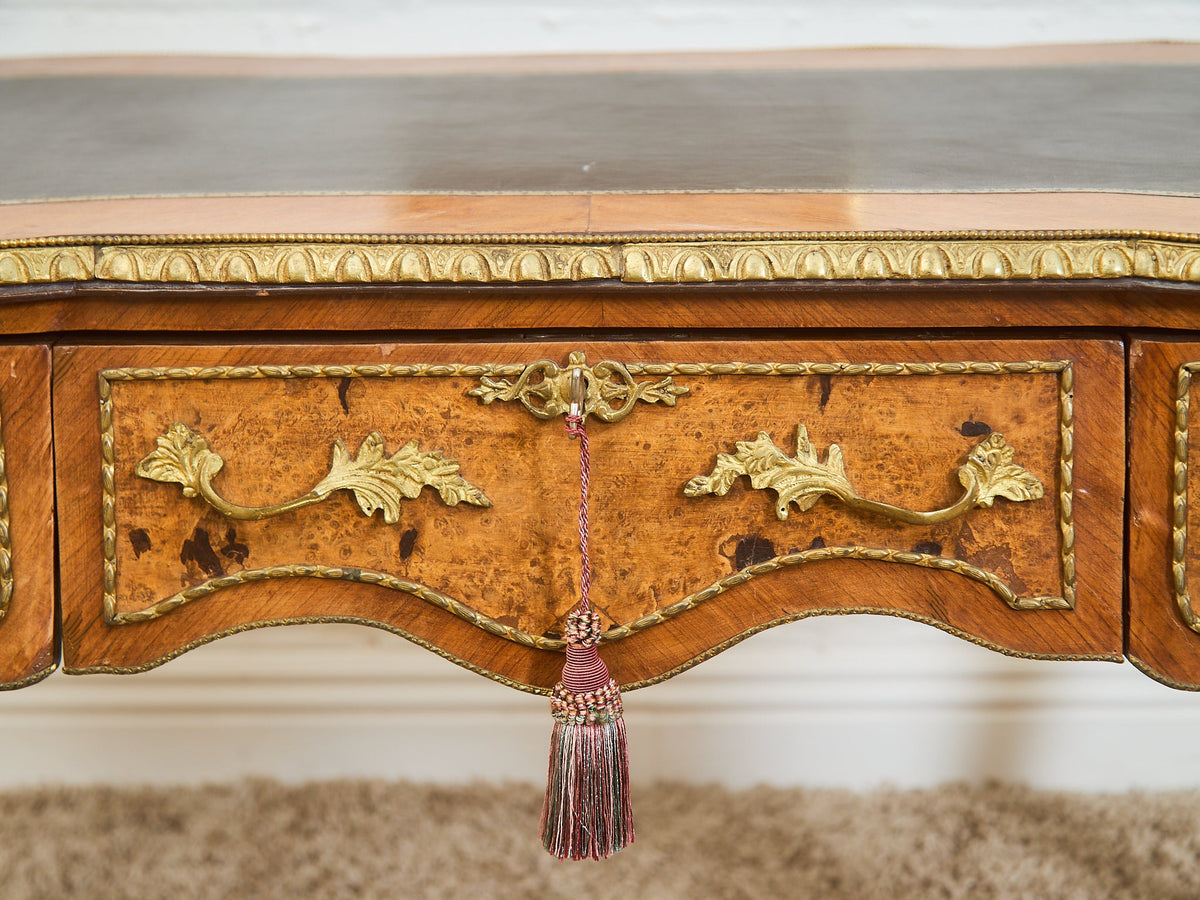 19th Century Antique Louis XV Style Bureau Plat Writing Table Bronze