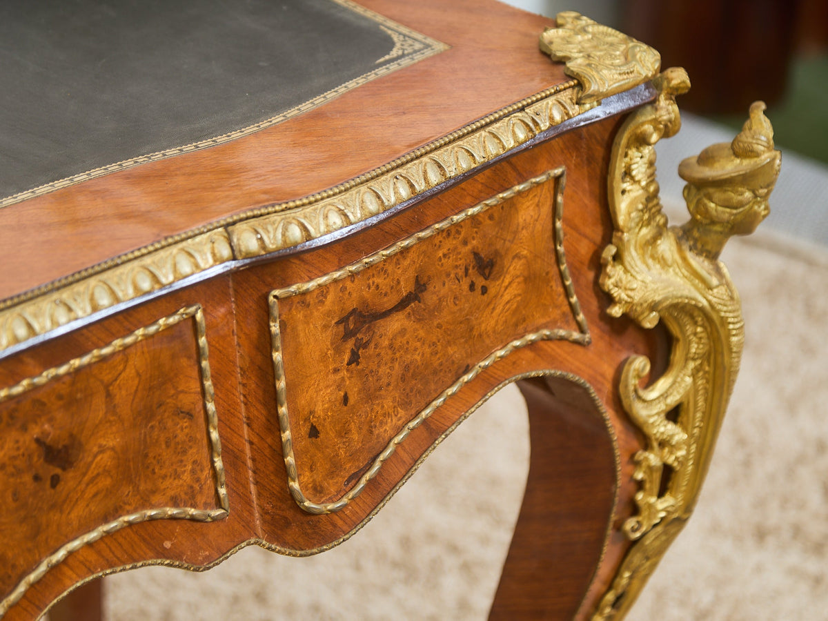 19th Century Antique Louis XV Style Bureau Plat Writing Table Bronze