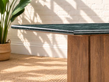 Serena Natural Stone Dining Table in Moss Marble