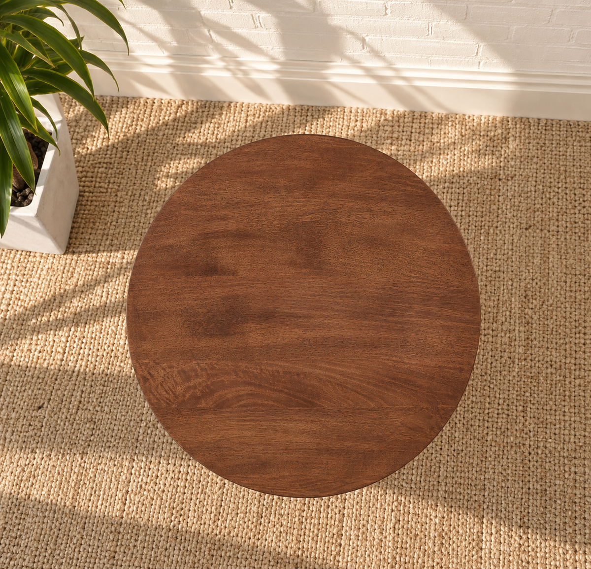 Soren Pedestal Side Table in Warm Chesnut