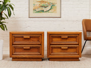 Boho Two Drawer Oak Nightstands Pair