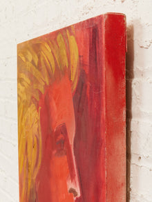 Crimson Profile Figurative Portrait Painting in Red and Pink by Joanne