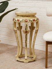 Hand Painted Hand Carved Chinoiserie Lacquered Side Table