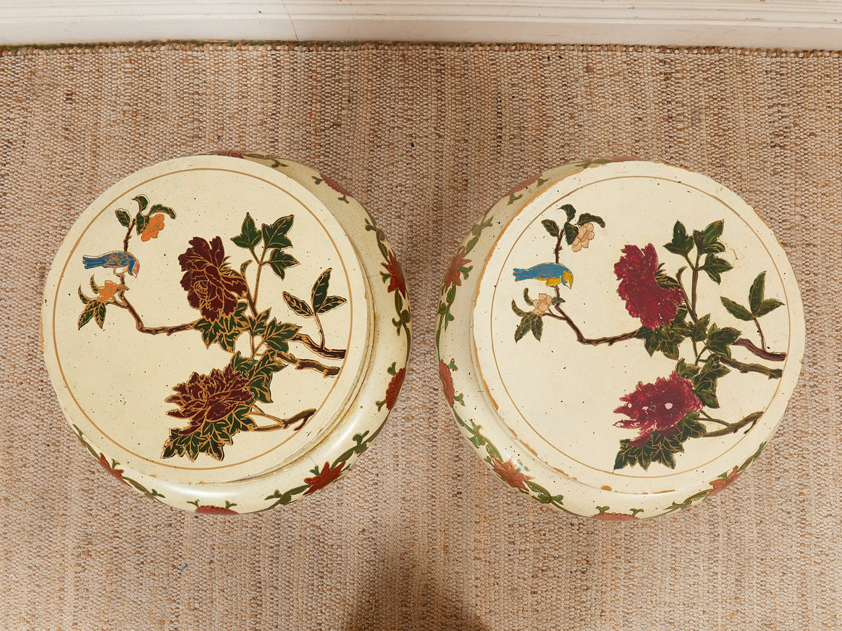 Hand Painted Hand Carved Chinoiserie Lacquered Side Table