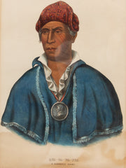 Chief in Blue Historical Portrait Print in Blue Robe