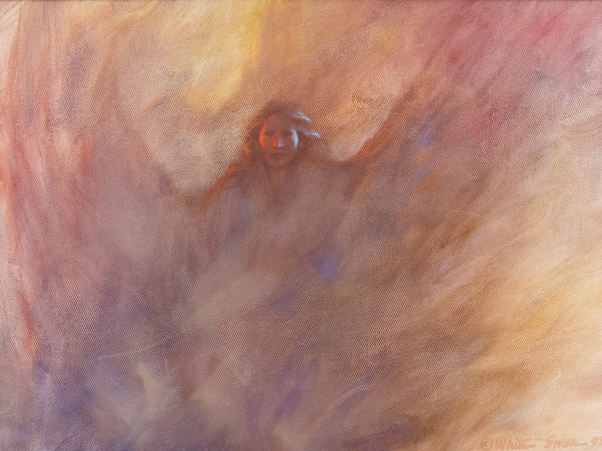 Inner Weather Atmospheric Abstract Painting in Blush Lavender and Cream