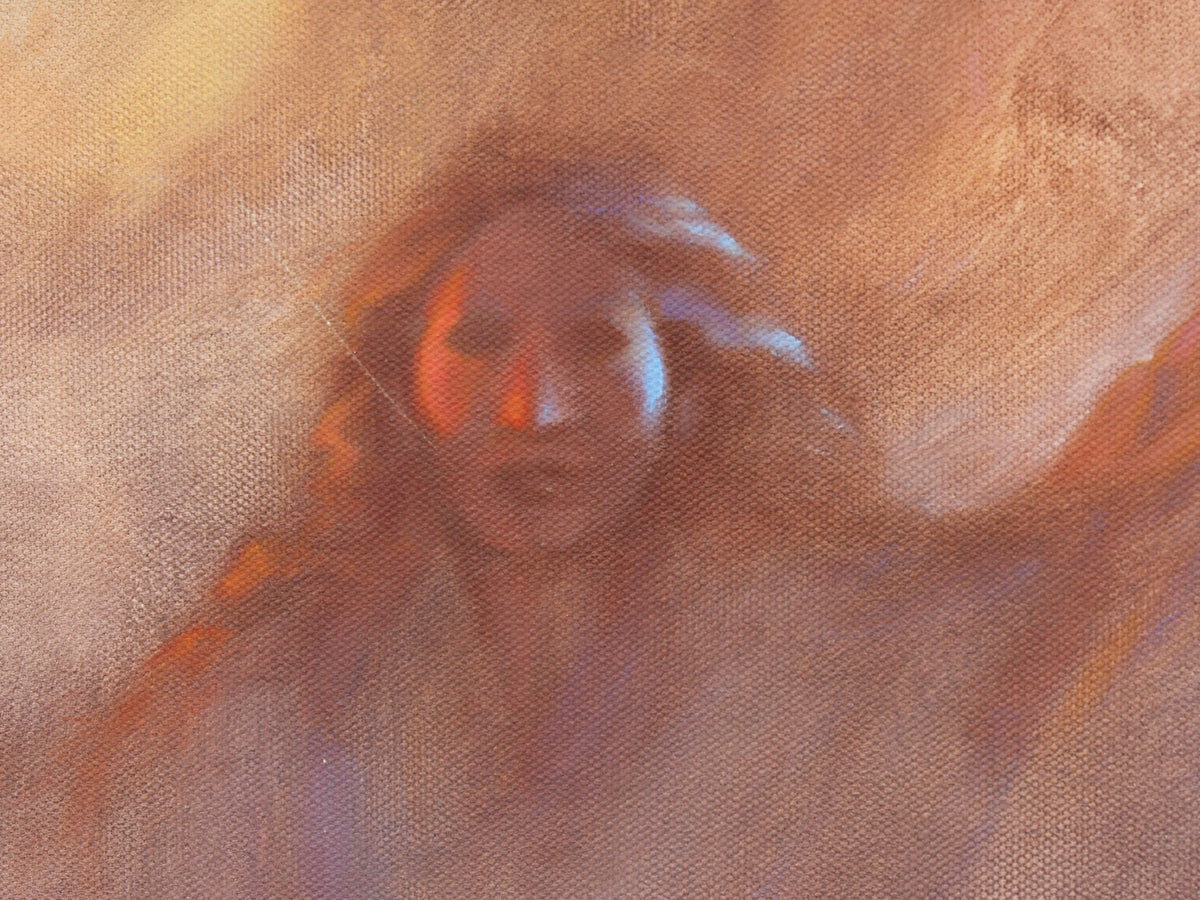 Inner Weather Atmospheric Abstract Painting in Blush Lavender and Cream