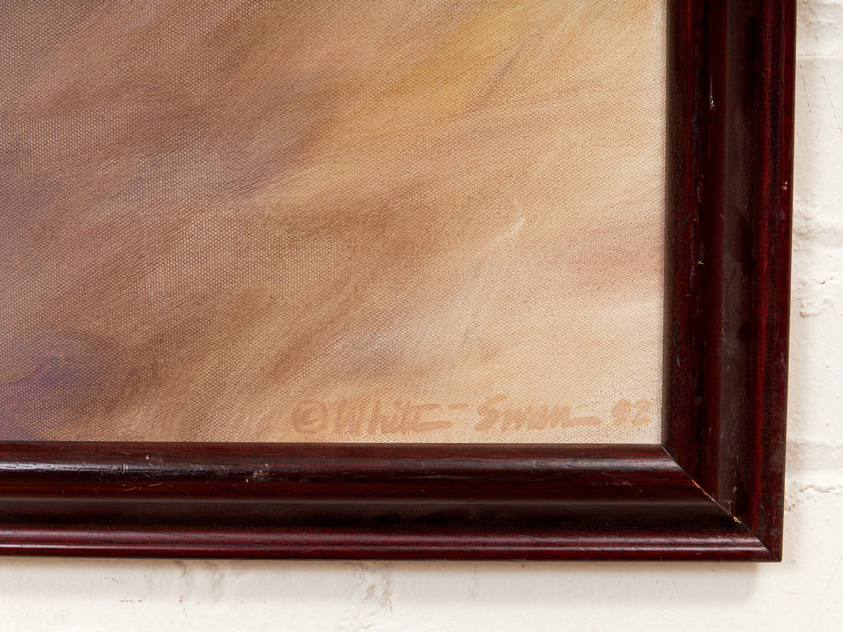 Inner Weather Atmospheric Abstract Painting in Blush Lavender and Cream