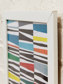 Rhythm Grid Framed Geometric Abstract Artwork with Black White and Color Bands