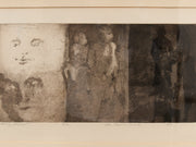 Fading Face Framed Monochrome Figurative Print with Dreamlike Portrait