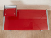 Postmodern Racing-Inspired Desk with Red Glass Top, Metal Frame and Wheels