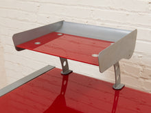 Postmodern Racing-Inspired Desk with Red Glass Top, Metal Frame and Wheels