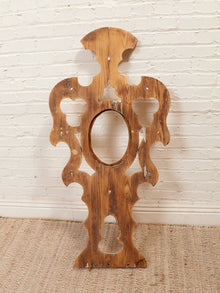 Vintage Carved Architectural Wall Mirror Frame in Unfinished Wood