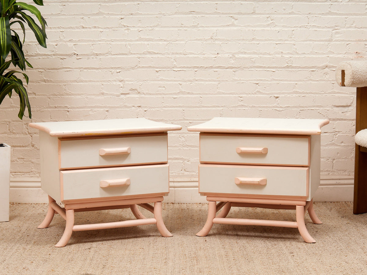 Pair of Vintage 1950s Asian-Style Nightstands