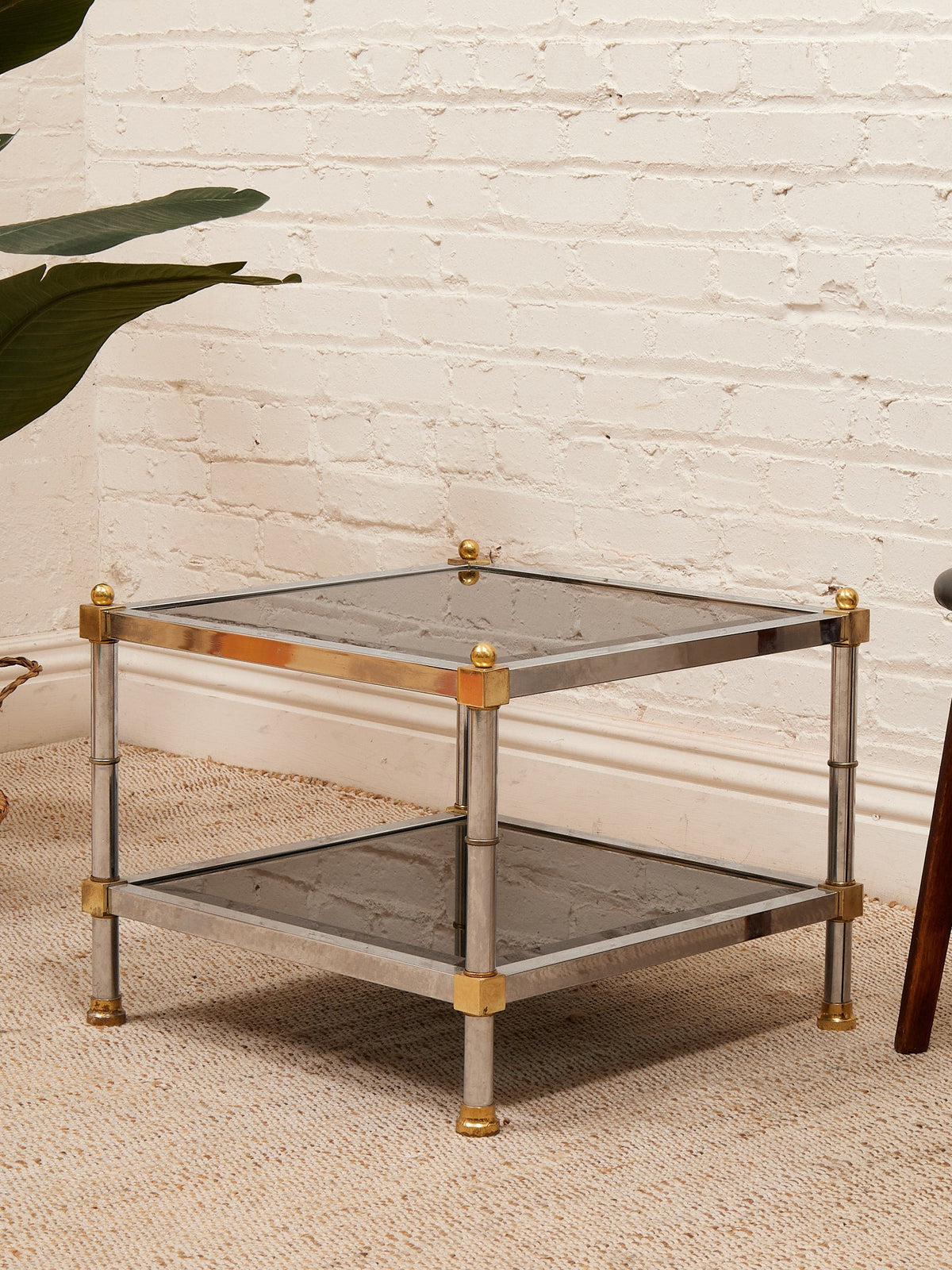 Brass & Chrome Smoked Table