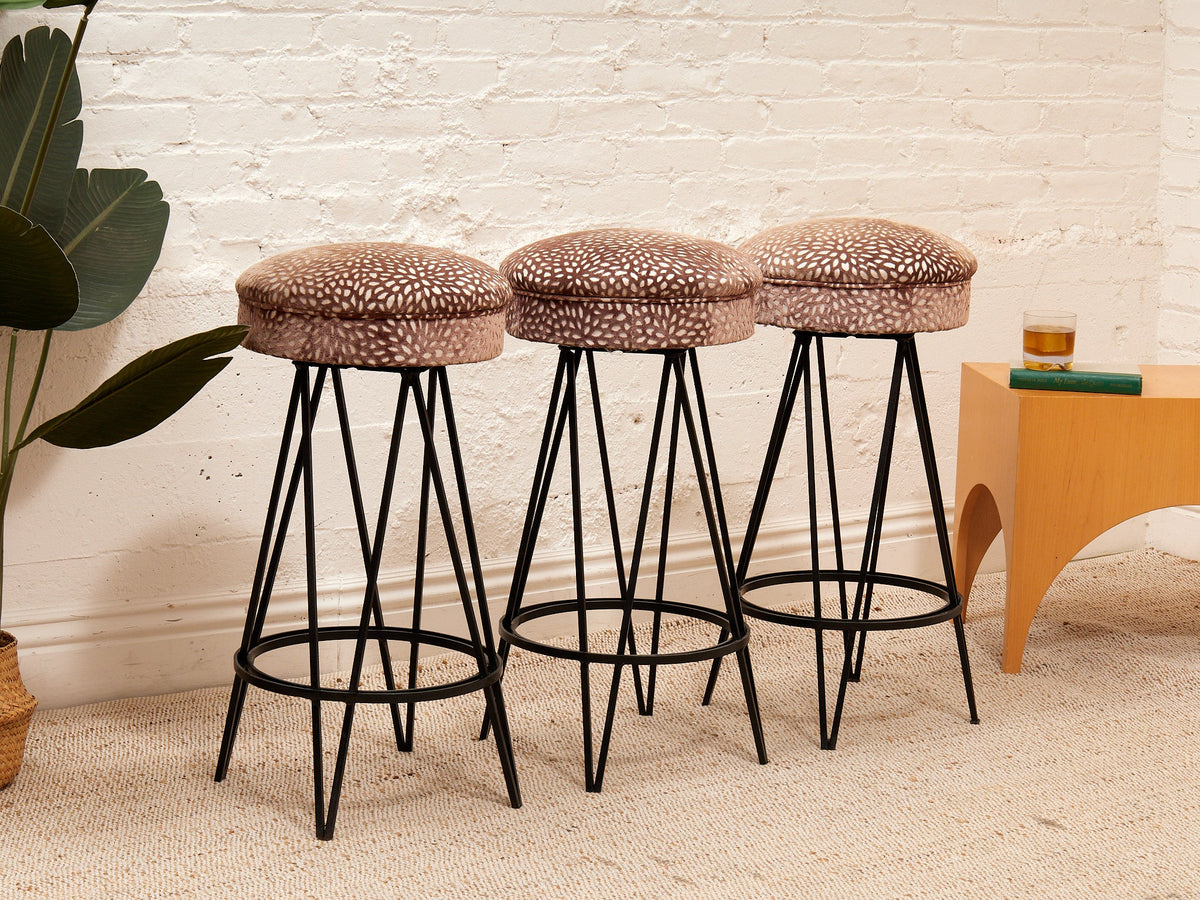 Set of 3 Brown Stools