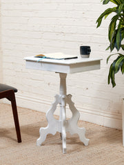 White Antique Pedestal Desk