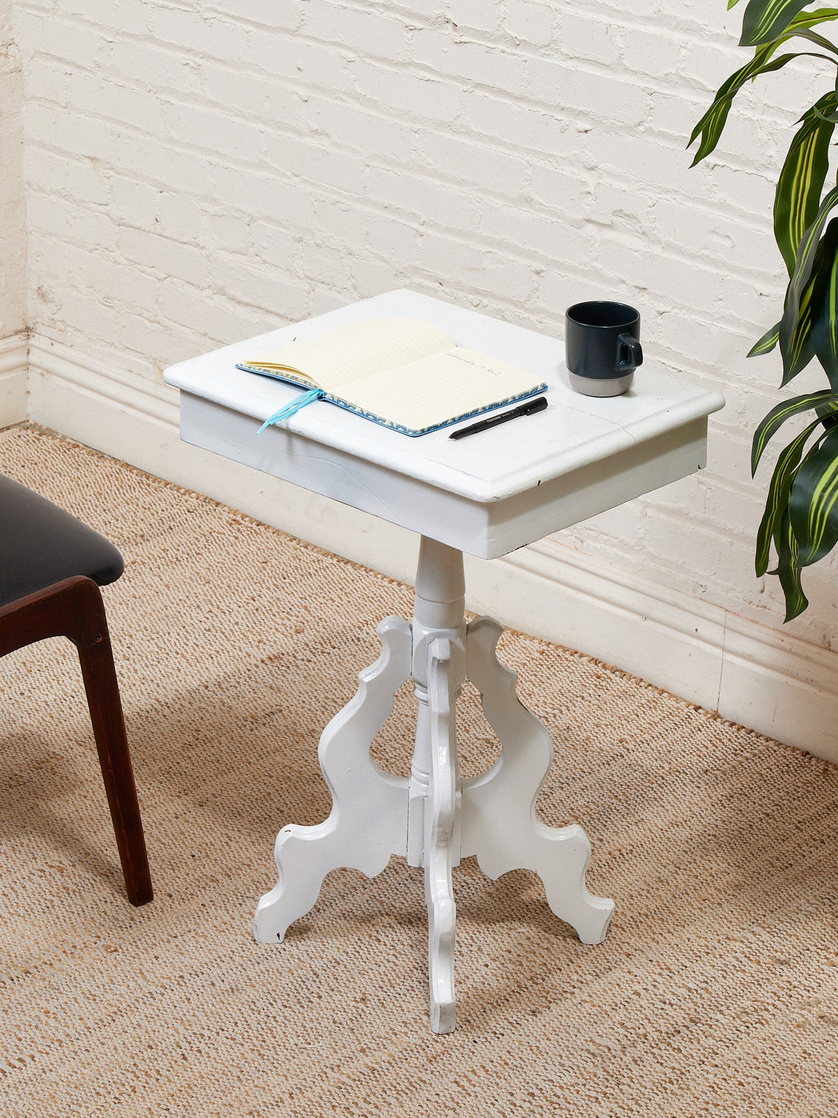 White Antique Pedestal Desk
