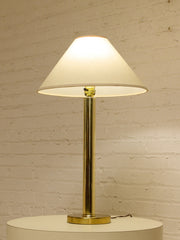 Brass Column Table Lamp with Cream Shade