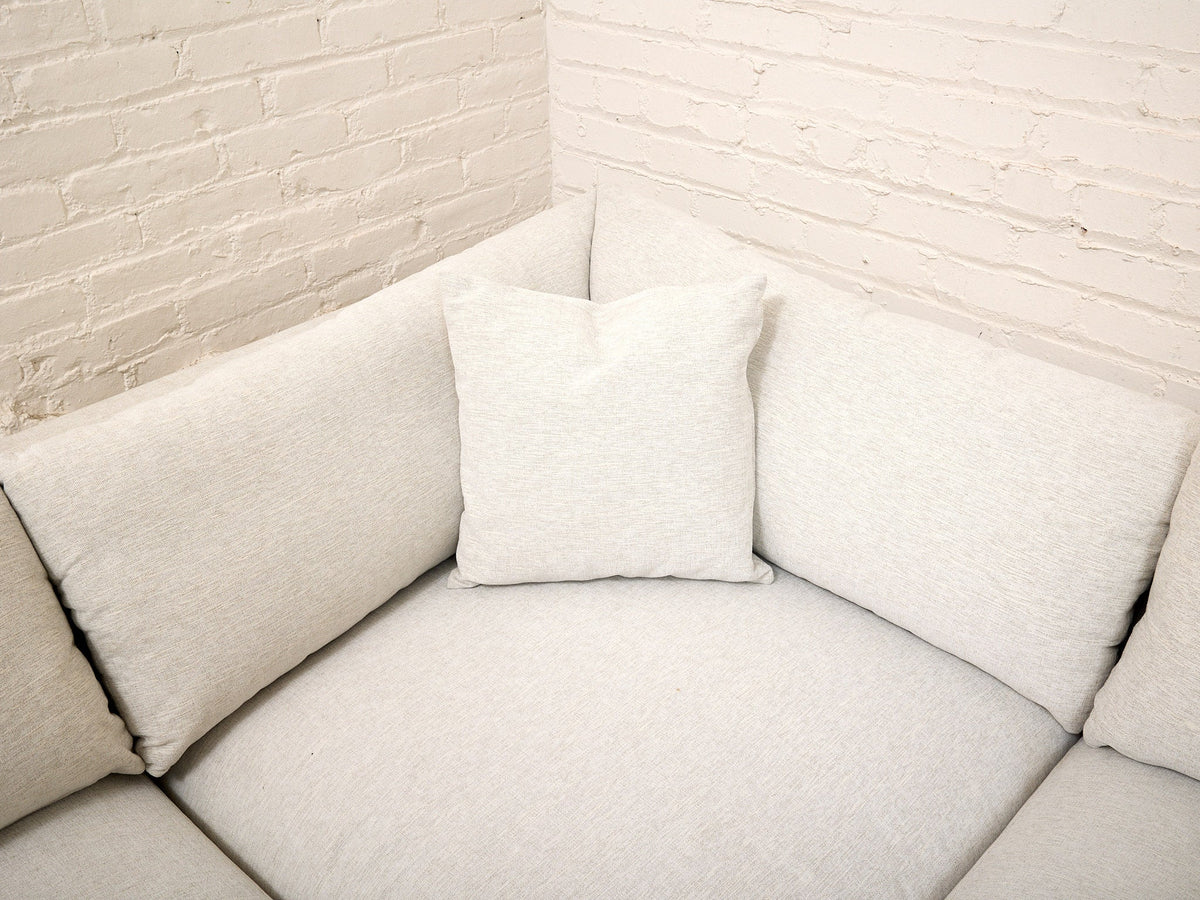 Modern Cream Tweed L-Shaped Sectional Sofa with Chaise