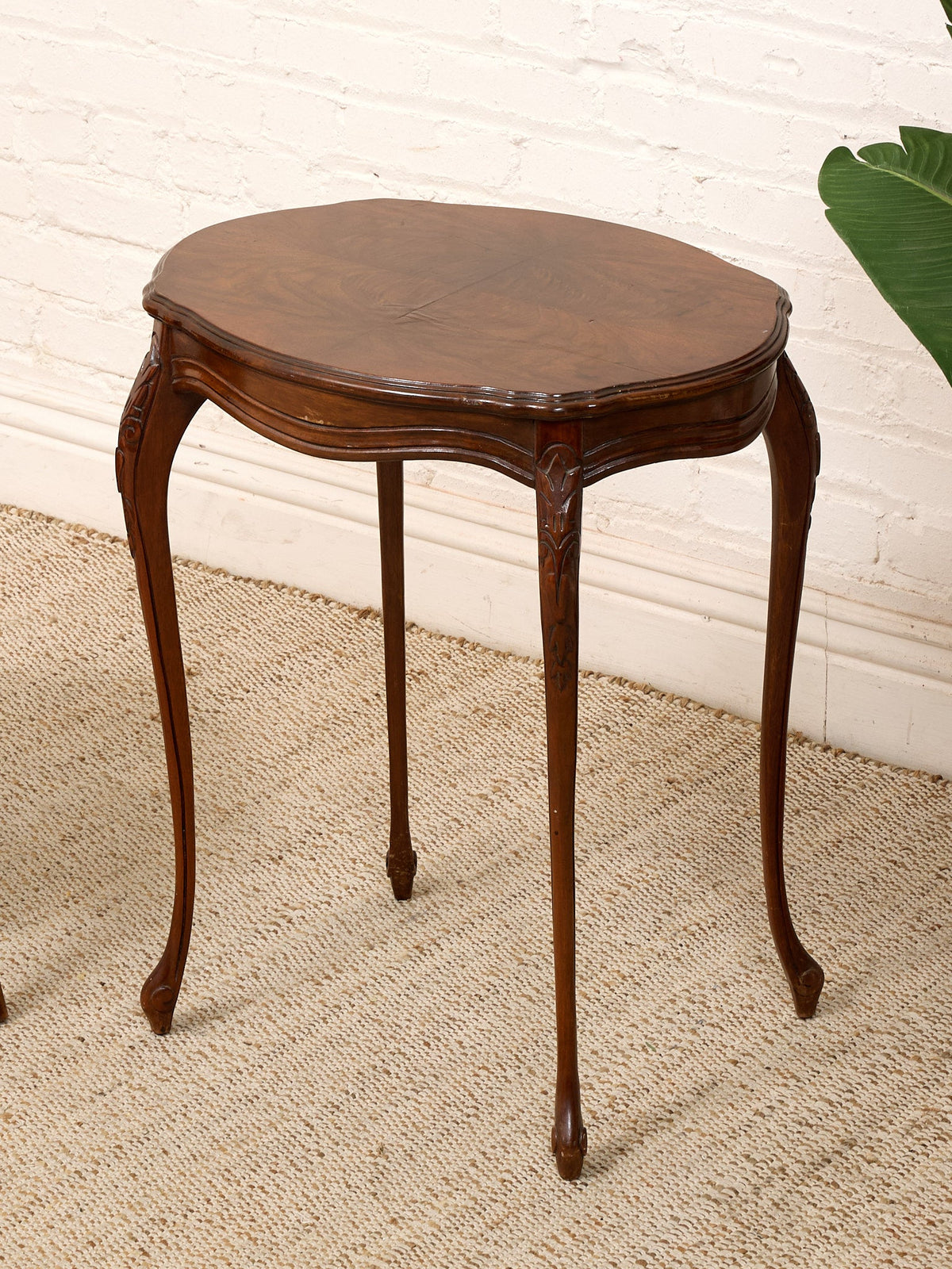 Petite Louis XV Style Side Table in Carved Walnut Table