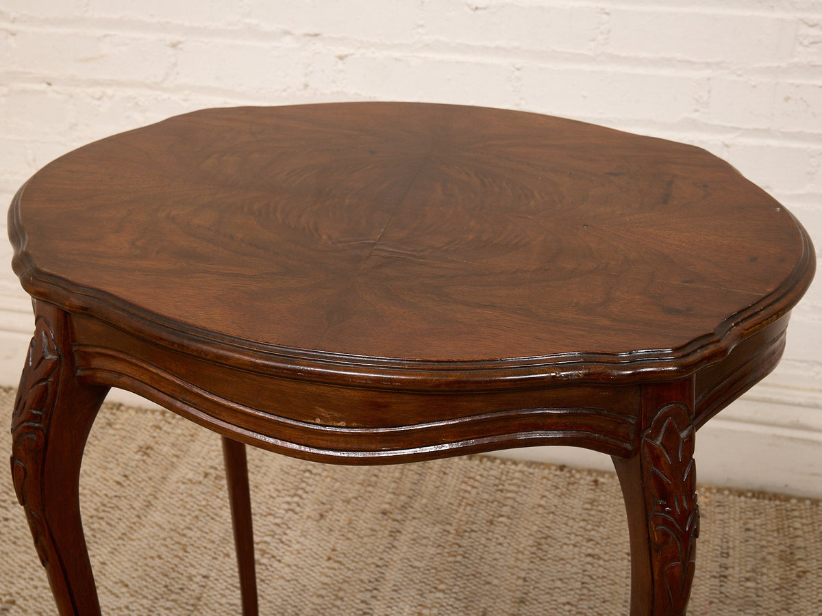 Petite Louis XV Style Side Table in Carved Walnut Table