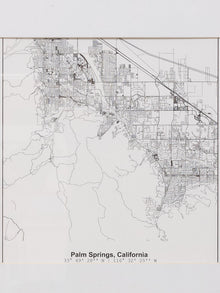 Palm Springs Street Map Framed Minimal City Map Print in Black and White