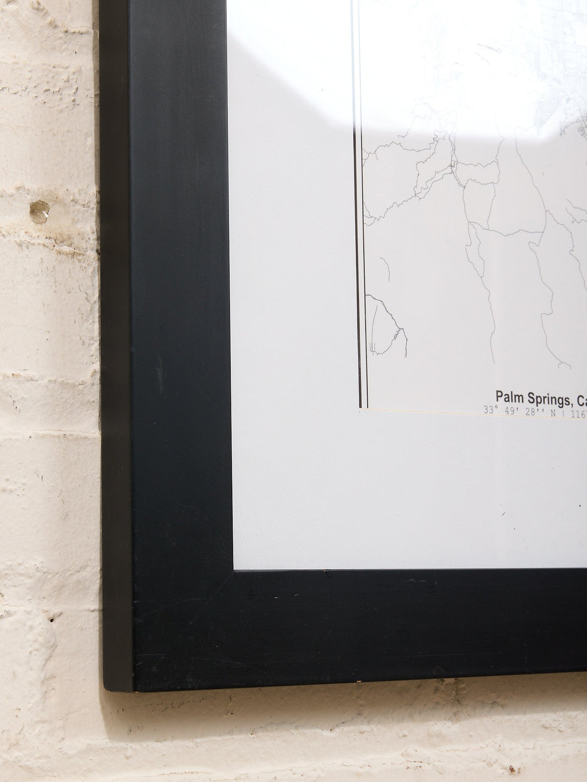 Palm Springs Street Map Framed Minimal City Map Print in Black and White