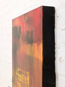 Ember Falls Large Abstract Painting in Red Gold Black and Amber