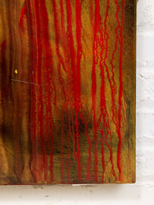 Ember Falls Large Abstract Painting in Red Gold Black and Amber