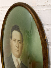 Portrait in Oval Antique Framed Convex Glass Gentleman Portrait