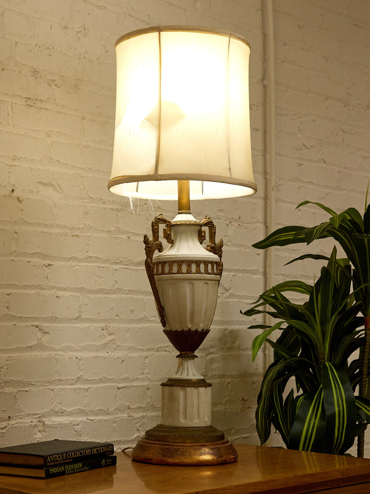 Empire White and Bronze Classical Table Lamp