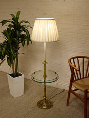 Brass Floor Lamp with Table
