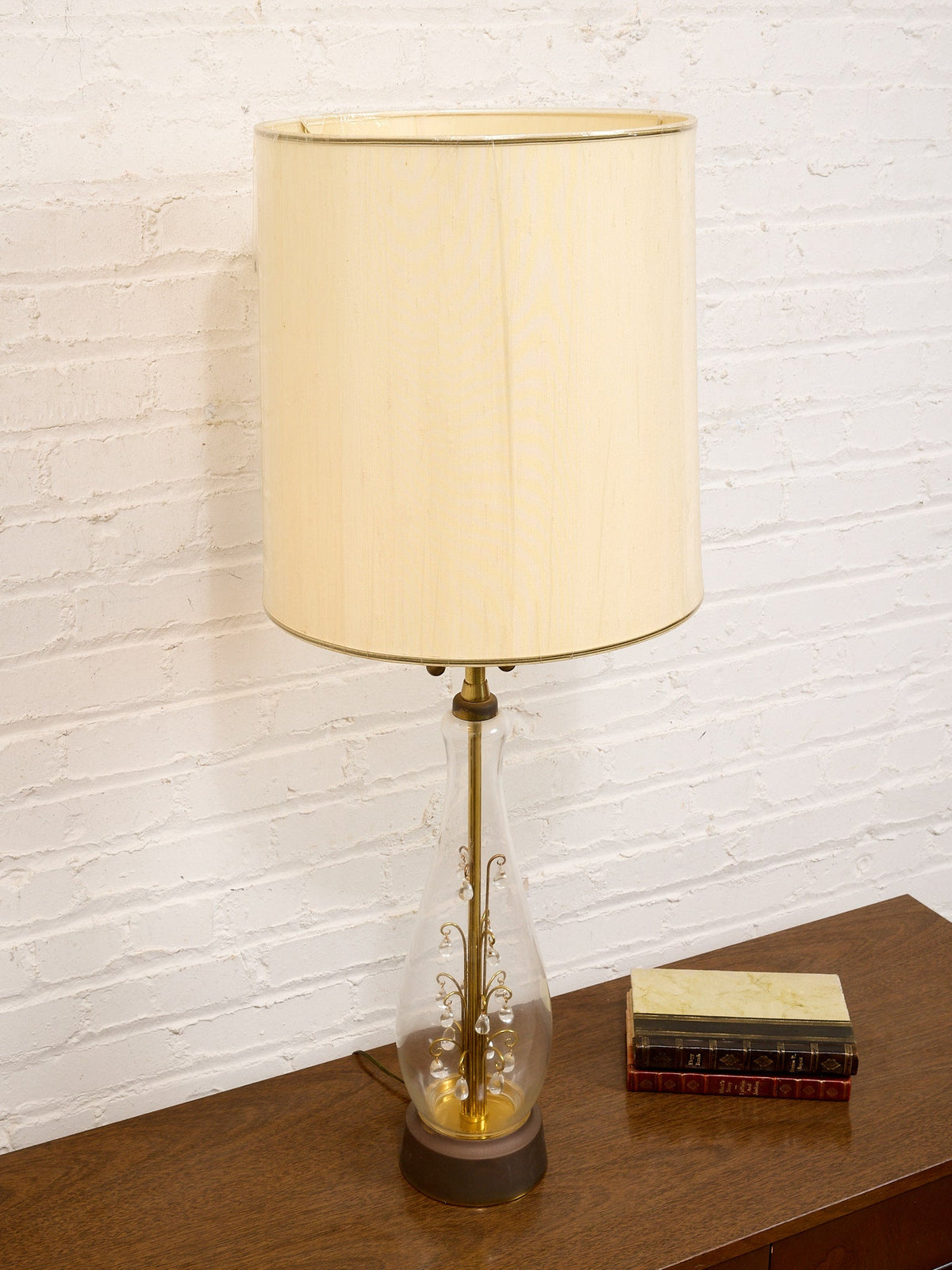 Vintage Table Lamp with Crystals Inside