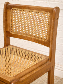 Oak Vintage Rattan Counter Height Chair
