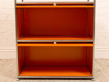 Orange and Chrome Two-Drawer Storage Cabinet with Shelf