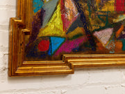 Fractured Visage by Spencer Collins Cubist Expressionist Portrait in Ornate Gilt Frame