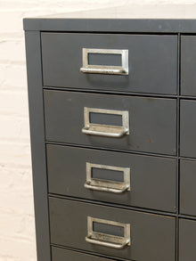 Vintage Industrial Steel Flat File Cabinet with 27 Label-Pull Drawers