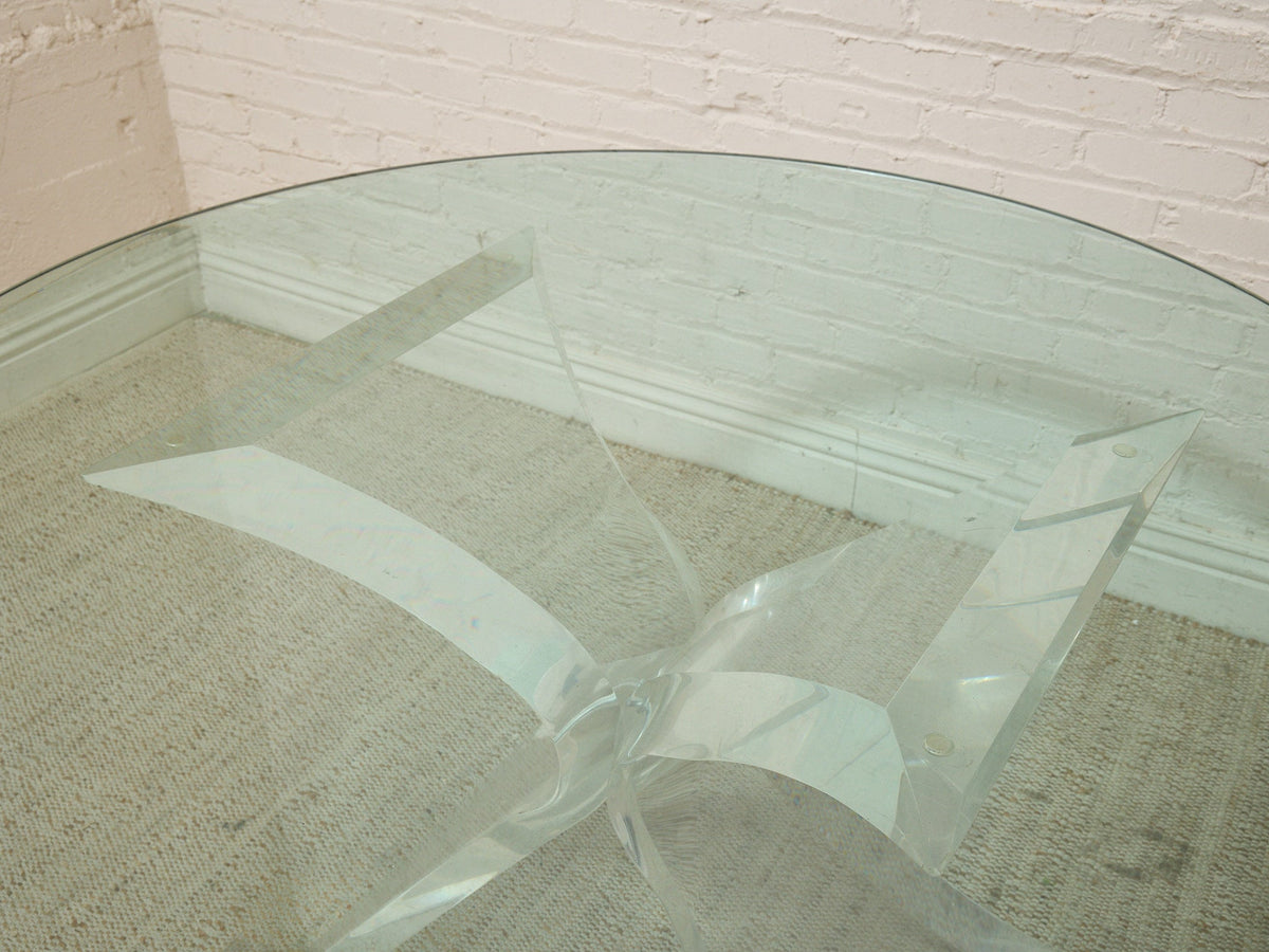 Vintage Lucite Sculptural Dining Table with Glass Top
