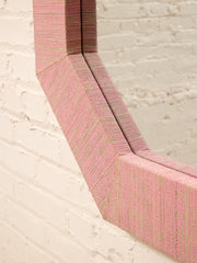 Vintage Postmodern Octagonal Mirror with Pink Textile Frame