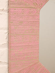 Vintage Postmodern Octagonal Mirror with Pink Textile Frame