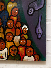 Haitian Style Oil on Canvas Original Folk Art Painting
