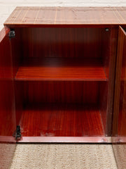 Vintage Italian High-Gloss Wood Three-Door Credenza