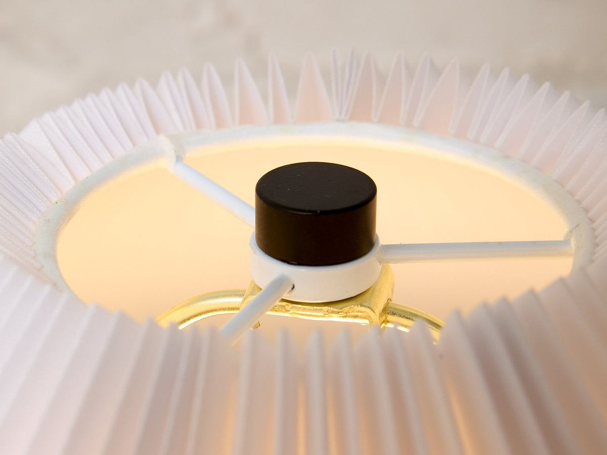 Modern Black Floor Lamp with White Pleated Shade and Marble Base
